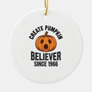 Pumpkin Believer Since 1966 Vintage Halloween Desi Ceramic Tree Decoration