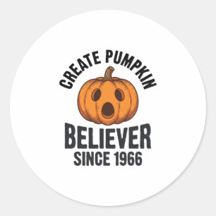 Pumpkin Believer Since 1966 Vintage Halloween Desi Classic Round Sticker