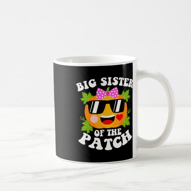 Pumpkin Big Sister Of The Patch Fun Halloween Fami Coffee Mug (Right)