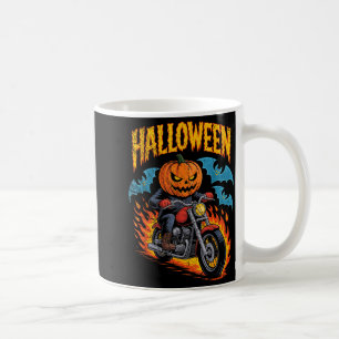 Pumpkin Biker Riding A Motorcycle Halloween Costum Coffee Mug