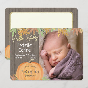 Pumpkin Birth Announcement and Thank you