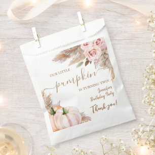 Pumpkin Birthday Boho Fall Pink Autumn Girl Favour Bags