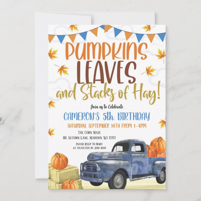 Pumpkin Birthday Invitation (Front)