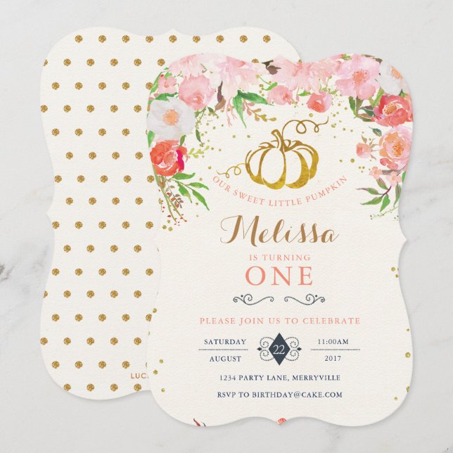 Pumpkin Birthday Invitation (Front/Back)