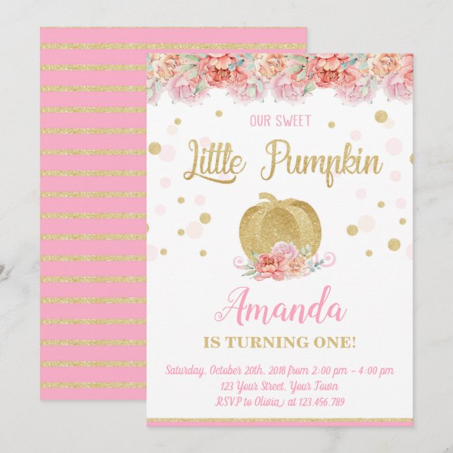 Pumpkin Birthday Invitation (Front/Back)
