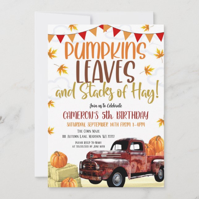 Pumpkin Birthday Invitation (Front)