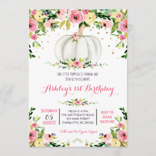 Pumpkin birthday invitation, fall birthday invite