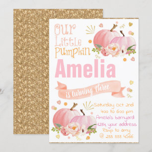 Pumpkin Birthday Invitation Fall Invitation