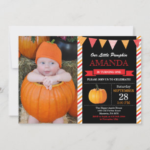 Pumpkin Birthday Invitation Orange and Red