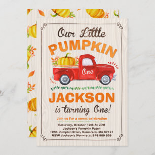 Pumpkin Birthday Invitation Pumpkin Truck Party