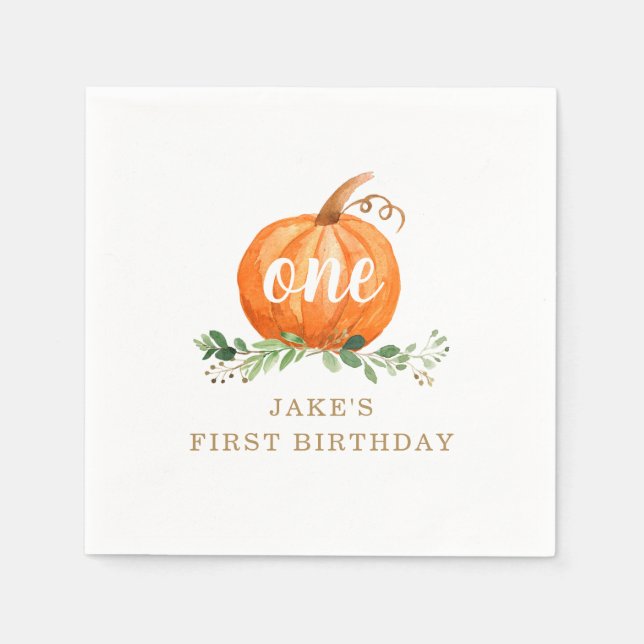 Pumpkin Birthday Napkin Any Age (Front)