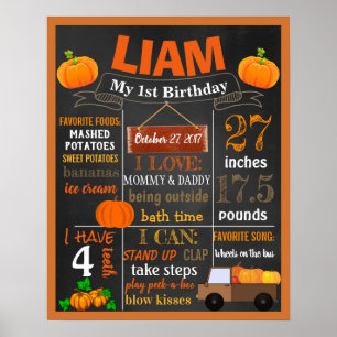 Pumpkin Birthday Party chalkboard sign