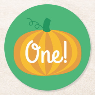 Pumpkin Birthday Party Kids Round Paper Coaster
