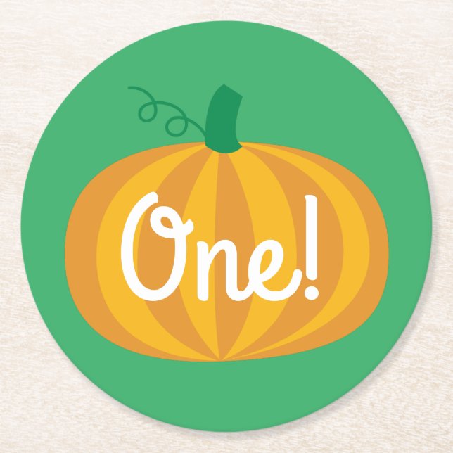 Pumpkin Birthday Party Kids Round Paper Coaster (Front)