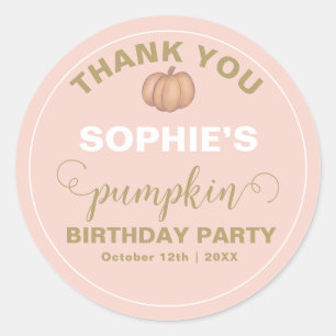 Pumpkin Birthday Party Pink 1ST Birthday Classic Round Sticker