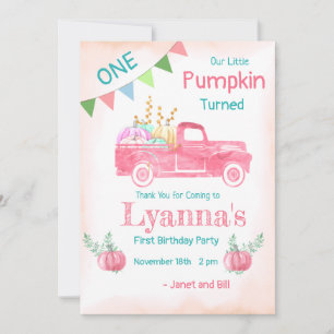 Pumpkin Birthday, Pumpkin Party, First Birthday Thank You Card