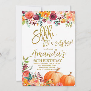 Pumpkin Birthday,Shhh it's a Surprise Autumn Party Invitation