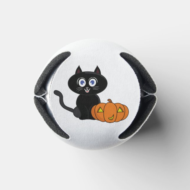 Pumpkin Black Cat Halloween Can Cooler (Bottom)