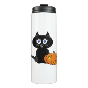 Pumpkin Black Cat Halloween Thermal Tumbler