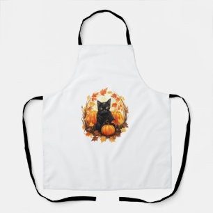 Pumpkin Black Cat Halloween Vintage Costume for Ad Apron