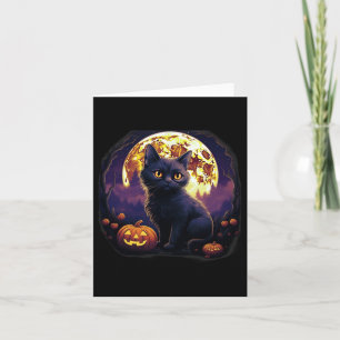 Pumpkin Black Cat Halloween Vintage Costume For Ad Card