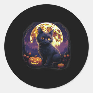 Pumpkin Black Cat Halloween Vintage Costume For Ad Classic Round Sticker