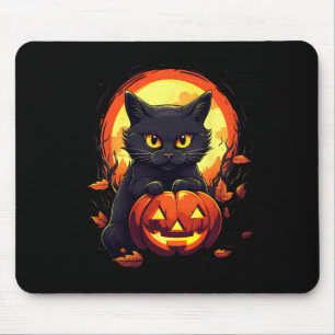 Pumpkin Black Cat Halloween Vintage Costume For Ad Mouse Mat