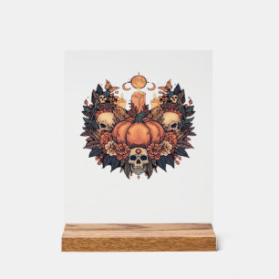 Pumpkin Bloom � Autumn Candlelight and Floral Harm Acrylic Sign