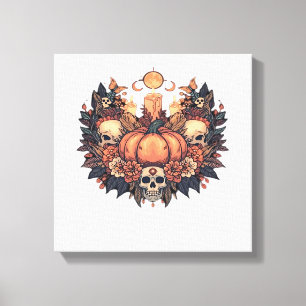 Pumpkin Bloom � Autumn Candlelight and Floral Harm Canvas Print