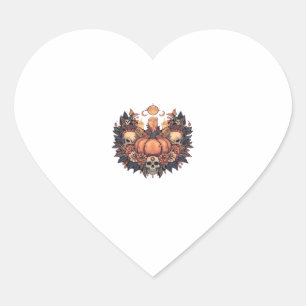 Pumpkin Bloom � Autumn Candlelight and Floral Harm Heart Sticker
