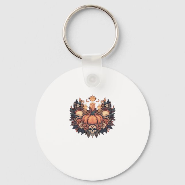 Pumpkin Bloom � Autumn Candlelight and Floral Harm Key Ring (Front)