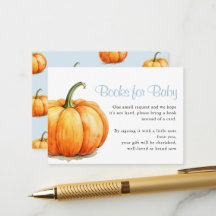 Pumpkin Blue Bow Baby Shower Books for Baby