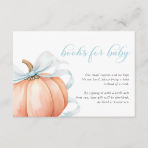 Pumpkin Blue Bow Baby Shower Books for Baby Enclosure Card