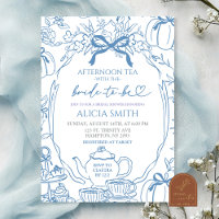  Pumpkin Blue Bow Toile Bridal Shower Tea Party