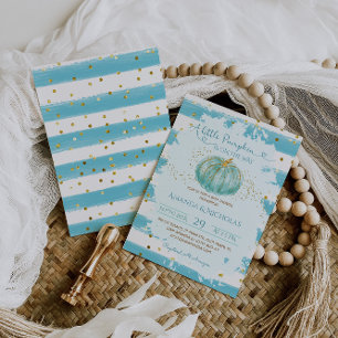 Pumpkin Blue Boy Baby Shower Invitation