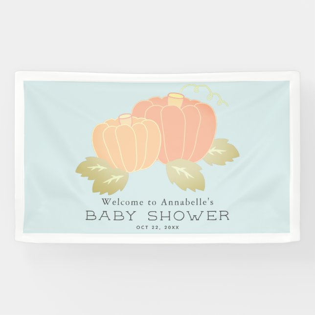 Pumpkin Blue Boy Baby Shower Welcome Banner (Horizontal)