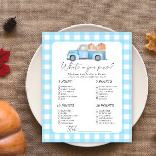 Pumpkin blue car - What's in your purse game