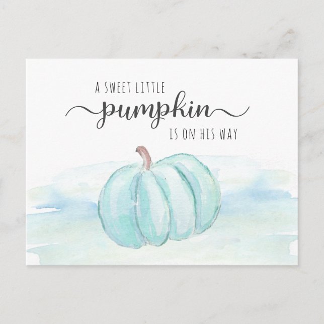 Pumpkin Blue Mint Green Baby Boy Shower By Mail Invitation Postcard (Front)
