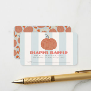 Pumpkin Blue Stripes Baby Diaper Raffle Ticket Enclosure Card