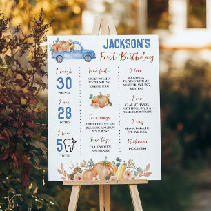 Pumpkin Blue Truck 1st Birthday Milestone Sign