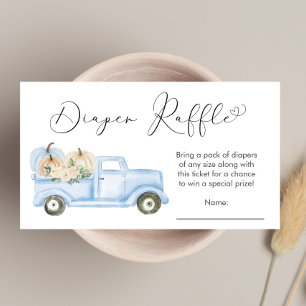 Pumpkin Blue Truck Baby Boy Shower Diaper Raffle Enclosure Card