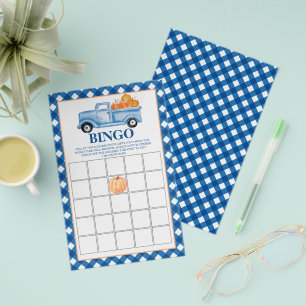 Pumpkin blue truck Baby Shower Bingo Flyer