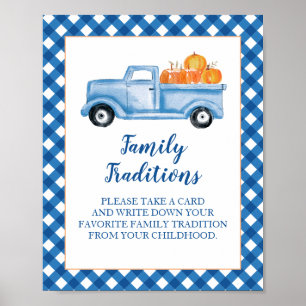 Pumpkin Blue Truck Baby Shower Family Traditions Poster