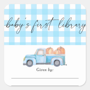 Pumpkin blue truck - Baby's first library  Square Sticker