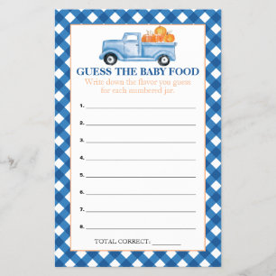 Pumpkin Blue Truck Guess Baby Food Shower Games Flyer