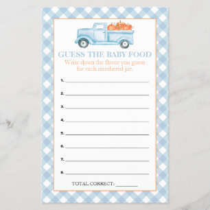 Pumpkin Blue Truck Guess Baby Food Shower Games Flyer