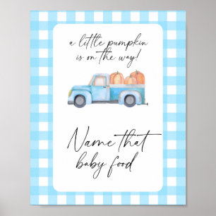 Pumpkin blue truck - name that baby food poster