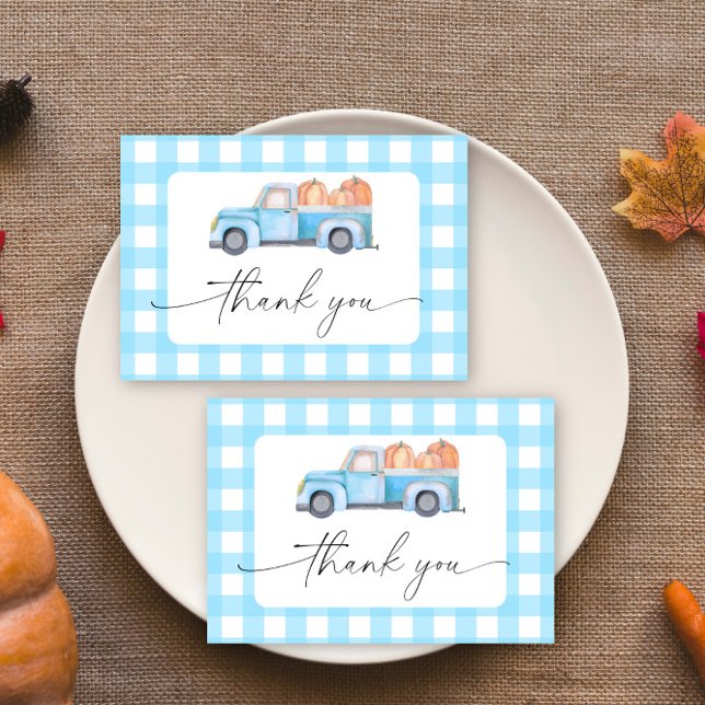 Pumpkin blue truck thank you card (Creator Uploaded)