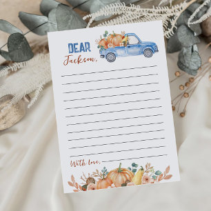 Pumpkin Blue Truck Time Capsule Note Message Card