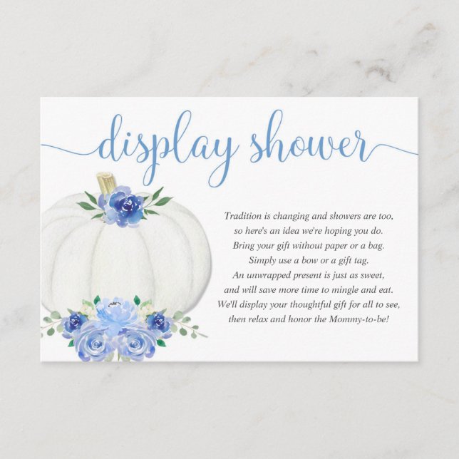 Pumpkin blue white floral display shower insert (Front)